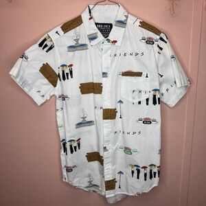 Boxlunch‎ FRIENDS Button-Down Shirt Mens Sz S, "Central Perk", Short Sleeve